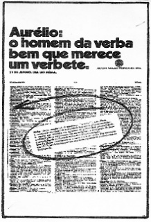 Anúncio da agência Aroldo Araujo festejando a inclusão do verbete "Mídia" no Dicionário Aurélio.