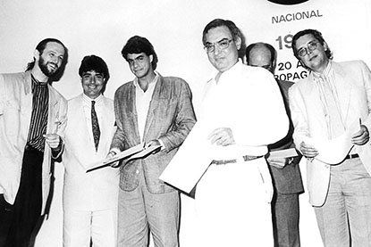 Festa do Prêmio Colunistas Promoção 1987: Contemporânea, com Marcio Ehrlich, João Kleber, Arnaldo Cardoso Pires, Mauro Matos e Fernando Luís