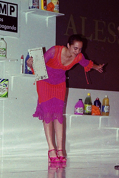 Alessandra Migani, a Alessa,  na festa do Prêmio Colunistas Rio 2000.