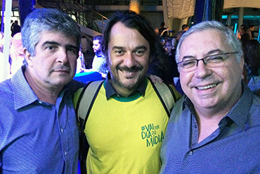 Reinaldo Figueiredo (Rede Record), Rodolfo Laranjeira e Fernando Faraco (Rede Globo) 