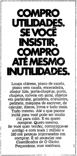 L&M para O Globo: "Compro Utilidades. Se você insistir..."