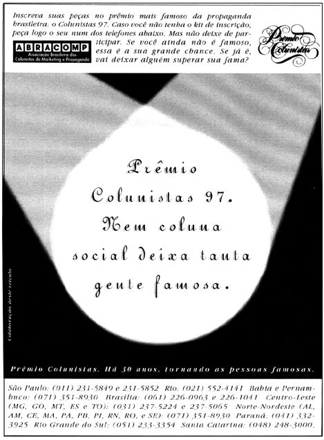 Prêmio Colunistas 1997 - Nem coluna social...