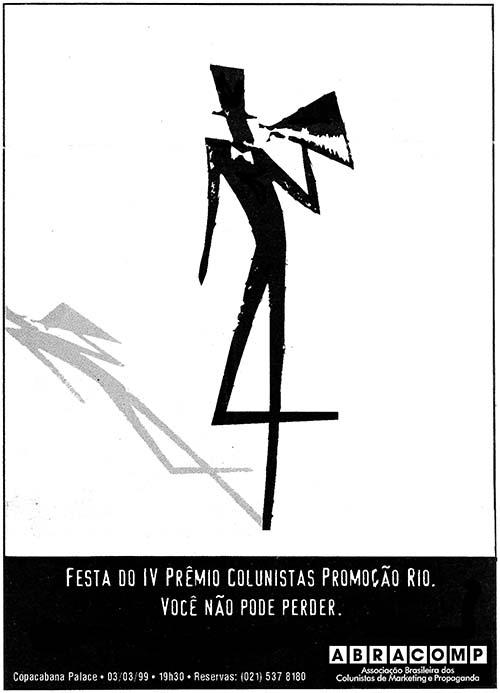 Anúncio da festa do Prêmio Colunistas Promoção Rio 1999