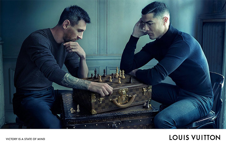 Campanha da Louis Vuitton mostra Cristiano Ronaldo e Messi a jogar